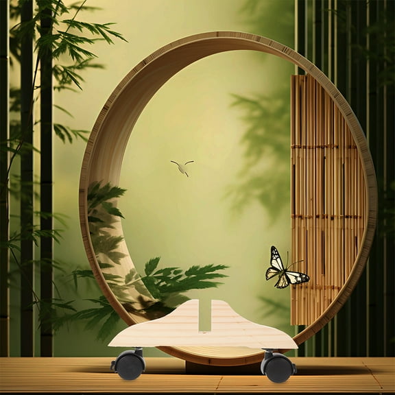 OUNONA WORGORGE 2pcs Wooden Room Divider Stand with Movable Wheels for Screen Partition Base and Elegant Privacy Screen Holder