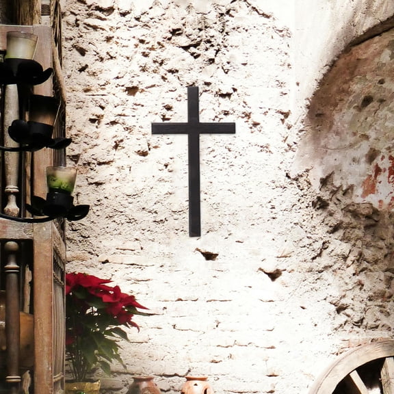 OUNONA Wall Crosses for Home Decor Wooden Cross Black Hanging Decoration 1Pack