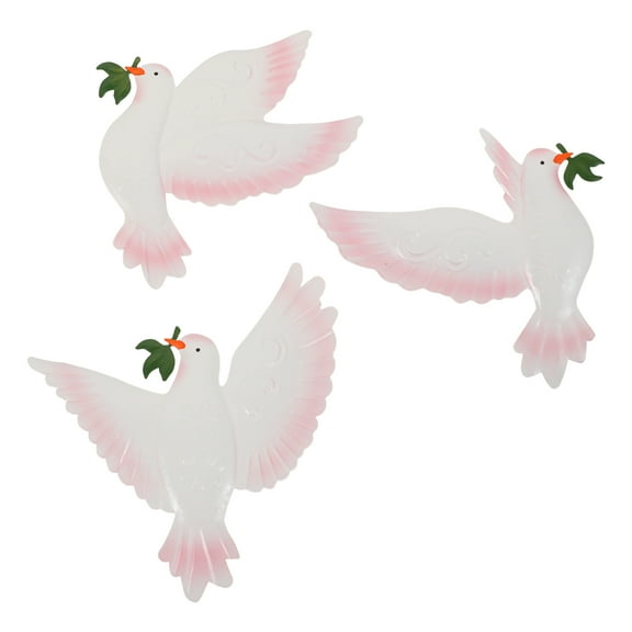 OUNONA 3Pcs Peace Dove Pendants Iron Wall Decor Birds White