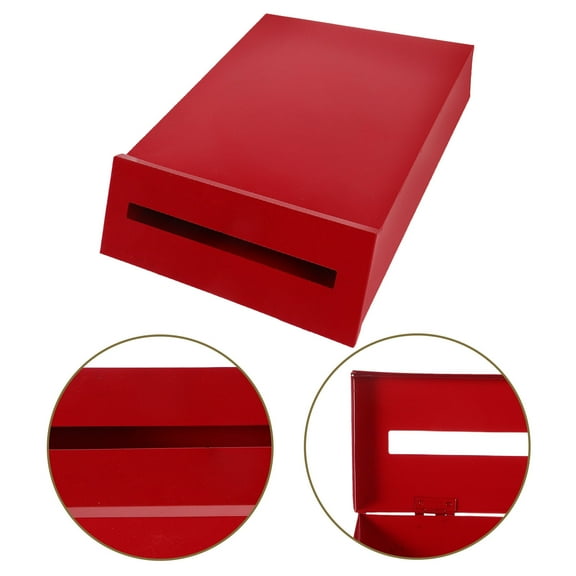 OUNONA Wall-Mounted Mailbox Retro Iron Farmhouse Mailbox Vintage Mail Case Decorative Post Box Secure Letter Holder Outdoor Mail Organizer for Home Office Red