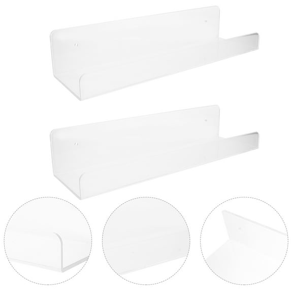 OUNONA 2-Pack Clear Acrylic Wall Mounted Shelves for Storage, Display ...