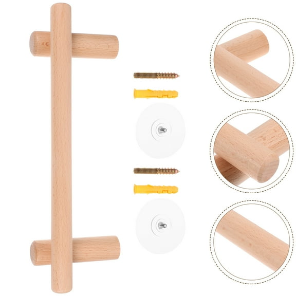 OUNONA Wall Mounted Towel Bar1PC Wood Towel Hanger for Bathroom and Kitchen Towel Storage Self ( 30CM )