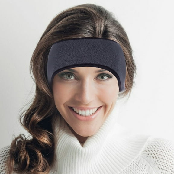 OUNONA Warm Ear Headband for Winter Outdoor Use Grey Woolen Material with Buttons One Size Fits Most