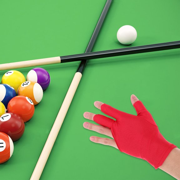 OUNONA Washable Reusable Red Billiard Gloves Breathable Protective Pool Gloves