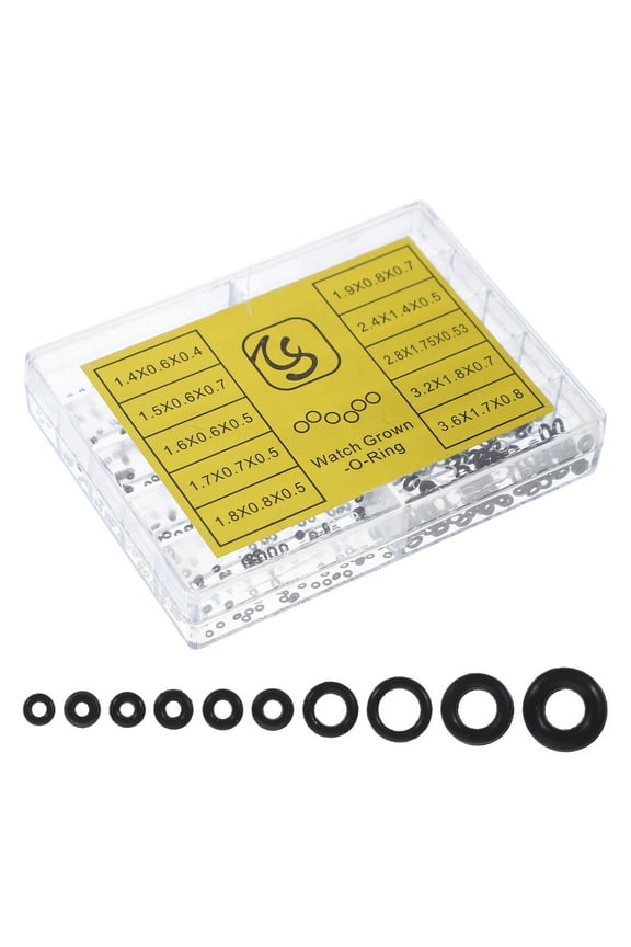 OUNONA Watch Back Watch Gasket Replacement Watch Gasket Assortment Box Man 0.36M Black