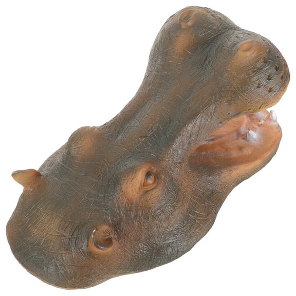 OUNONA Water Floating Hippo Head Statue Pool Fountain Pond Features for The Garden Ornament Light Brown