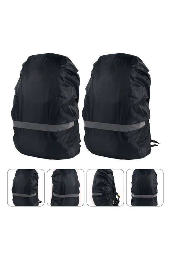 Waterproof Backpack Rain Shield with Night Reflective Strip for Safe Night Travel Oxford Cloth Black Fits Most Sizes