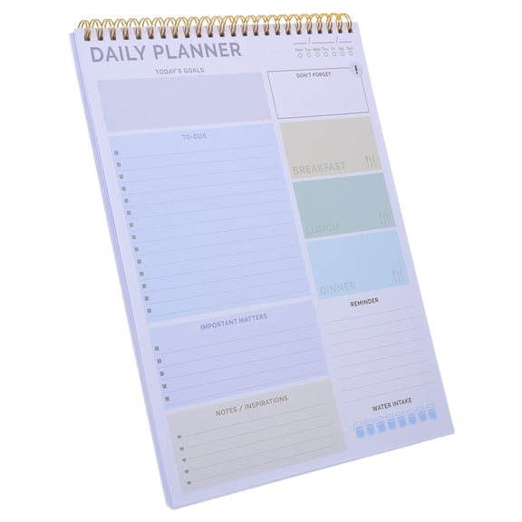 OUNONA Daily Planner with Double Wire Binding for Writing Use PVC Cover Thick Cardboard Backing