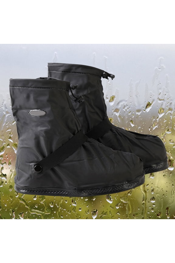 Waterproof Shoes Cover Black Non Slip with Zipper Closure for Rain Mud and Snow Protection