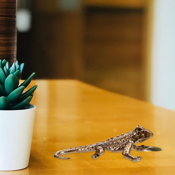 OUNONA Wear Resistant Golden Metal Lizard Statue Unique Animal Craft Decoration