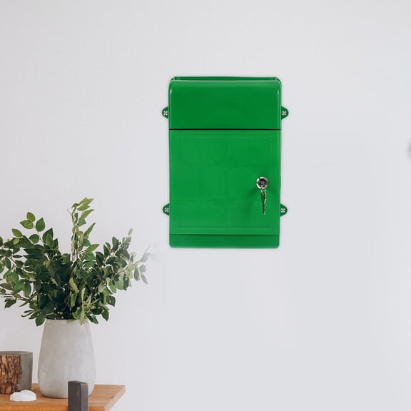 OUNONA Weatherproof Locking Mailbox for Outside Large Capacity Mailbox with Key Suitable for Office Home and Commercial Use Green Space-Saving Wall Mailbox