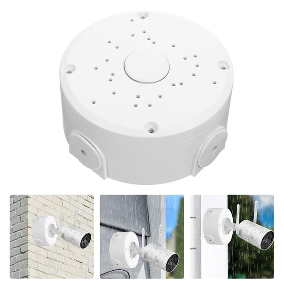 OUNONA Weatherproof White Electrical Junction Box with Ceiling Mount, Plastic Outdoor Security Monitor Housing