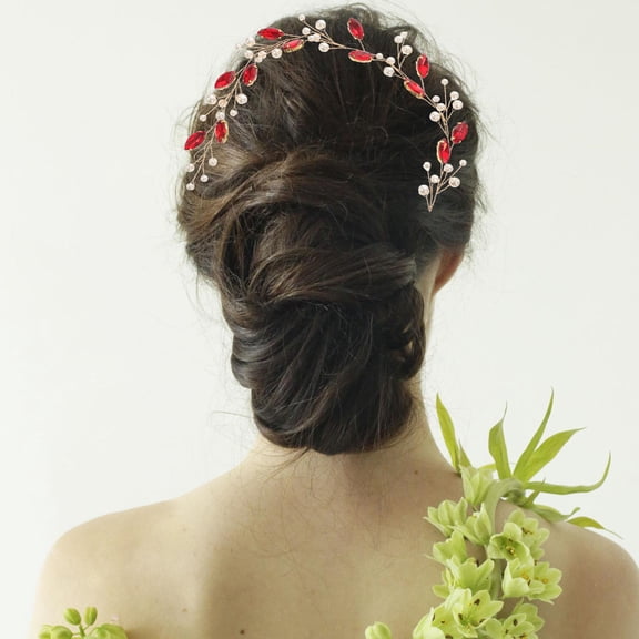 OUNONA Bridal Wedding Hair Accessories Bridal Headband Red 1Pcs