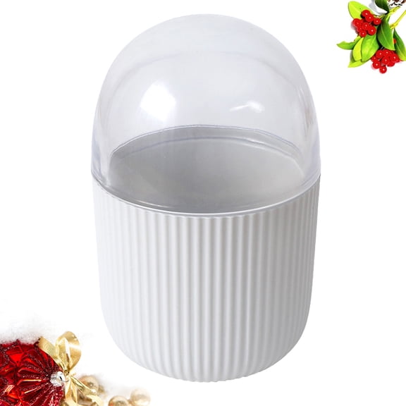 OUNONA White ABS Cotton Swabs Storage Holder with Lid, Concave-Convex Design, Space-Saving Organizer for Small Essentials