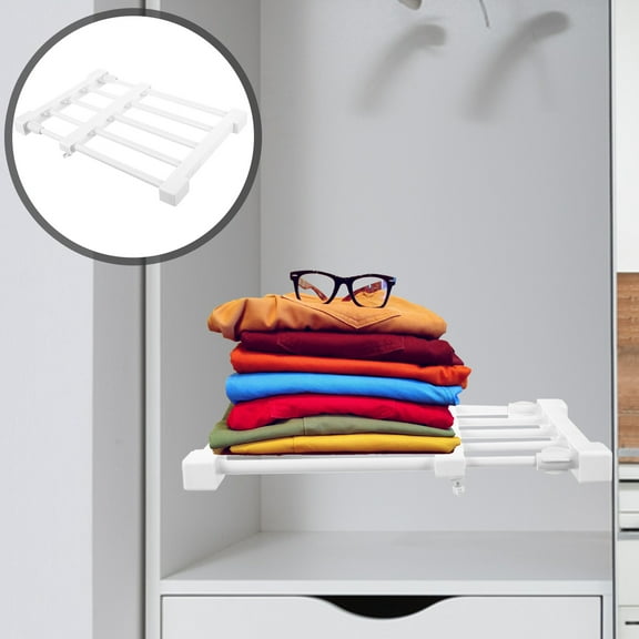 OUNONA White Adjustable Closet Rod with Shelf NailFree Installation for Home Use Plastic and Carbon Steel 23.6 Inches