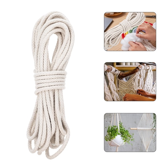OUNONA White Braided Cotton Rope for DIY Hand-Weaving Cotton Thread and Decorative Crafts