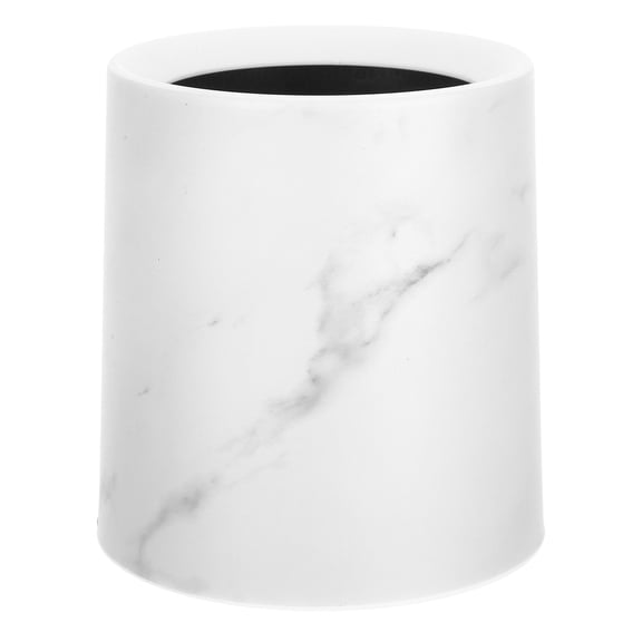 OUNONA White Desktop Garbage Can with Unique Marble Pattern for Office Kitchen Bathroom Use