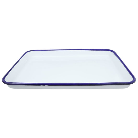 OUNONA White Enamel Bread and Fruit Tray Versatile Rectangular Serving Platter