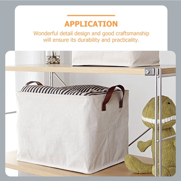OUNONA White Fabric Storage Box Medium Japanese Style Home Organizer