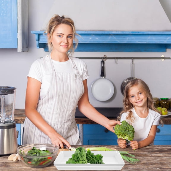 OUNONA White Rectangle Food Serving Plate, Dining Snack Tray for Home, Kitchen, Parties, and Everyday Use