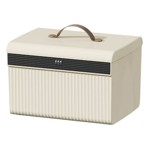OUNONA White Lockable Storage Box with Combination Lock Alloy and Plastic Portable Safe for Home and Travel