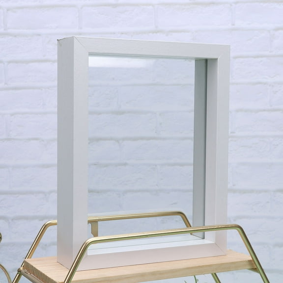 OUNONA White Photo Frame with Double Sided Glass for Decoration and Specimen Display 7 Inches
