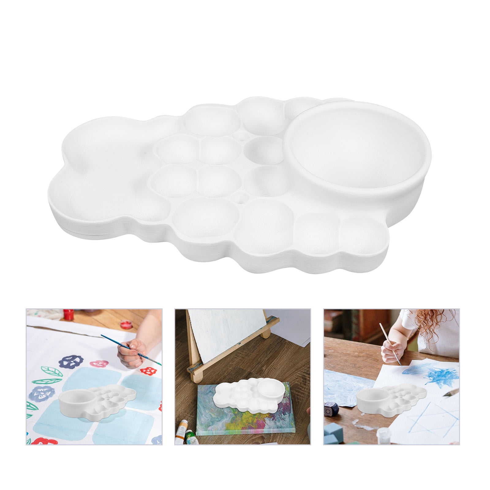 OUNONA White Plastic Paint Palette Tray for Artists Durable Watercolor Mixing Tray for Home and Classroom Use