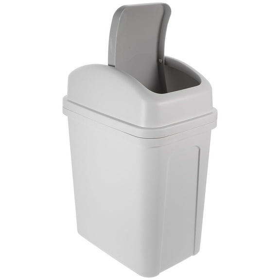 OUNONA Stylish White PP Swing Lid Trash Can, Slim Design, for Sharps