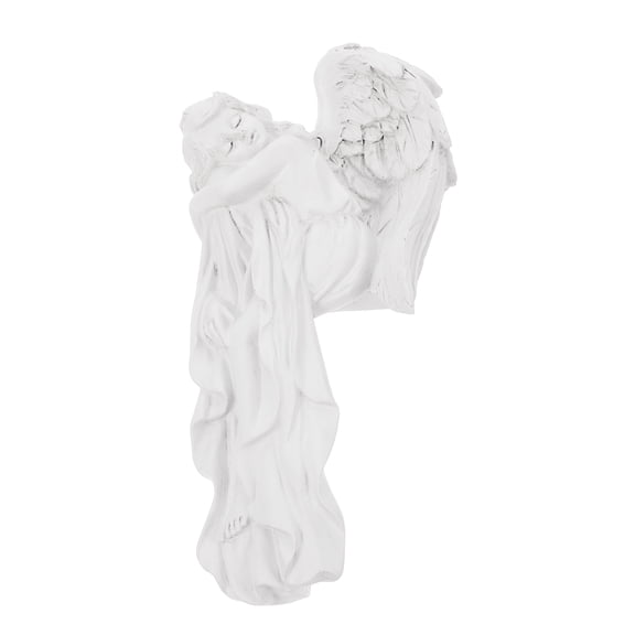 OUNONA White Resin Angel Door Sitter with Artistic Wings Sculpture, Decorative Home Door Frame