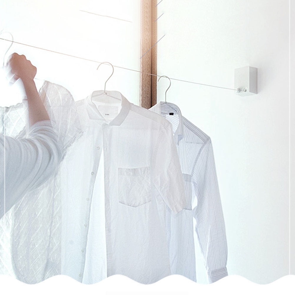 OUNONA White Retractable Clothes Line for Indoor Outdoor Laundry with ...