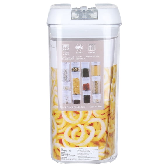 OUNONA White Sealed Storage Jar with Locking Lid for Kitchen Use Ecofriendly PP Material 1 2L