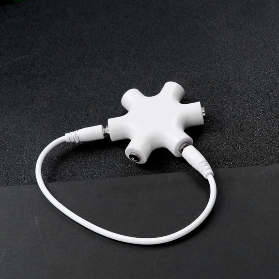 OUNONA White Stereo Audio Connector Adapter Earphone Splitter for Music Sharing, Compatible with Headphones, 1 Set, Back to School Essential