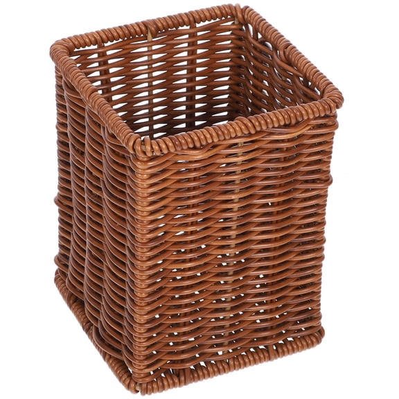 Tineasur Light Brown Woven Plastic and Iron Chopstick Holder Organizer for Kitchen Utensil Storage and Home Dining Table