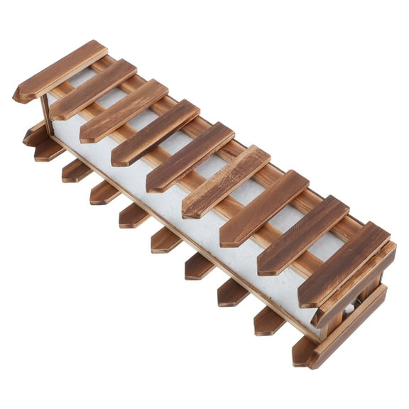 OUNONA Window Planter Box Outdoor Fence Shaped Planter Fence Pot Diy Planter With Foam Fence Planter Box Wooden Container Artificial Flower Planter Box