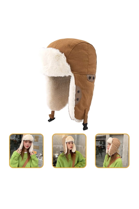 Windproof Headgear Hat Warm Trapper Cap Adjustable Chin Strap Skiing