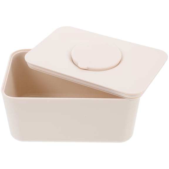 OUNONA Wipe Case Wet Tissue Box Silicone Beige Moisture Retention for Car Use 1Pack