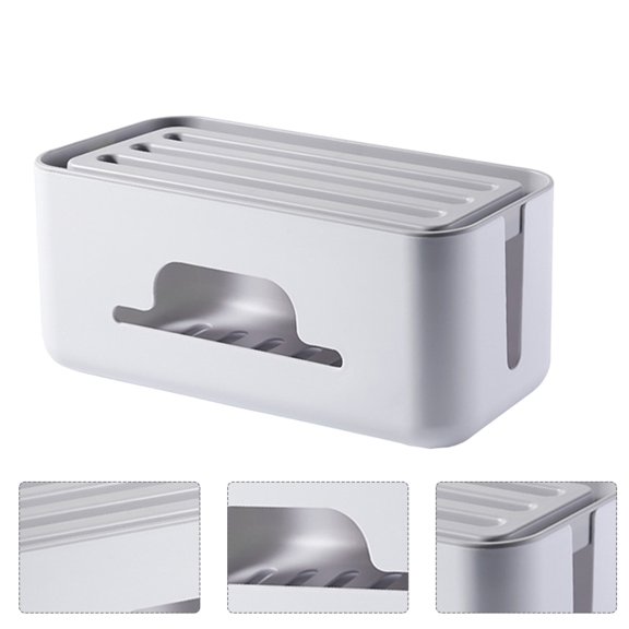 OUNONA Wire Cable Management Box Cable Storage Case Travel 31X14CM White