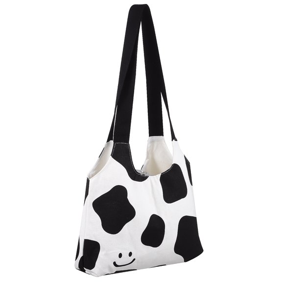OUNONA Women Shoulder Bag Shopping Tote Cow Pattern Handbag Animal Canvas