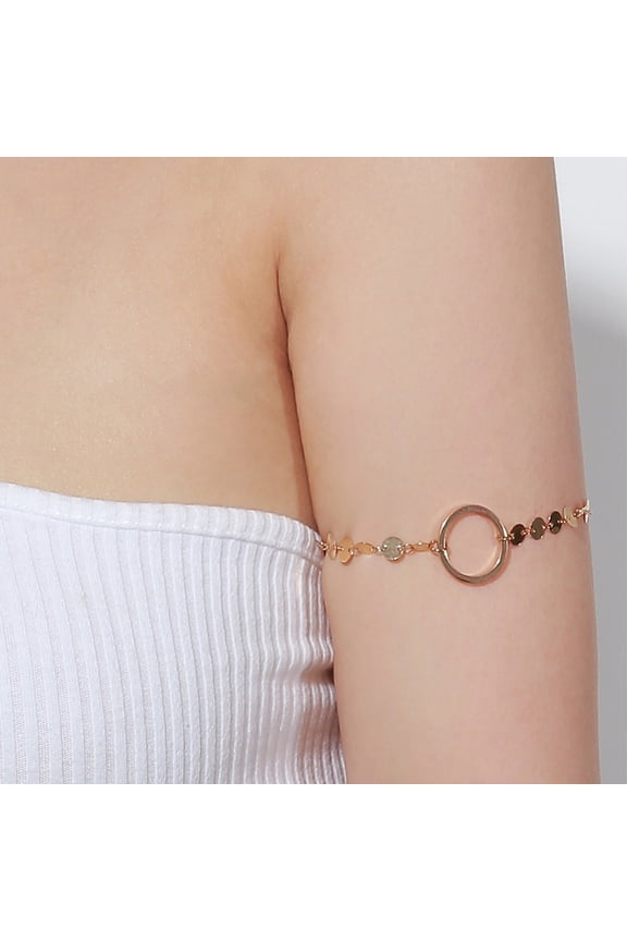 Women's Armlet Arm Chain Bracelet Golden Plated Copper Arm Chain Jewelry Cuff Bangles Bracelet for Ladies Gift
