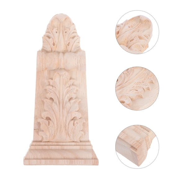 OUNONA Decorative Wood Carving Column with Floral Accents for Home Decor, Multi-Color Solid Wood Piece