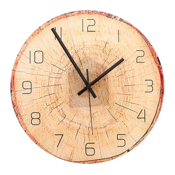 OUNONA Wood Grain Clock for Home Use Stylish PVC Wall Clock Easy to Hang Multi Color 12 Inch