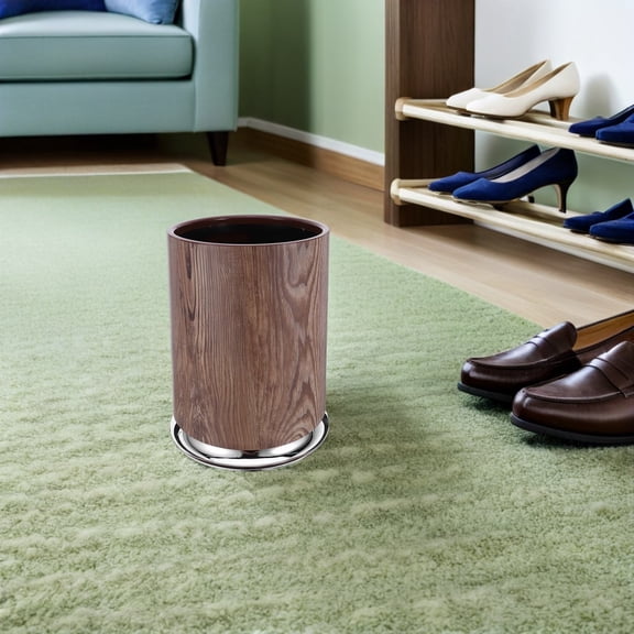 OUNONA Wood Grain Pattern Garbage Container Bin with Stylish Look and Odor Seal