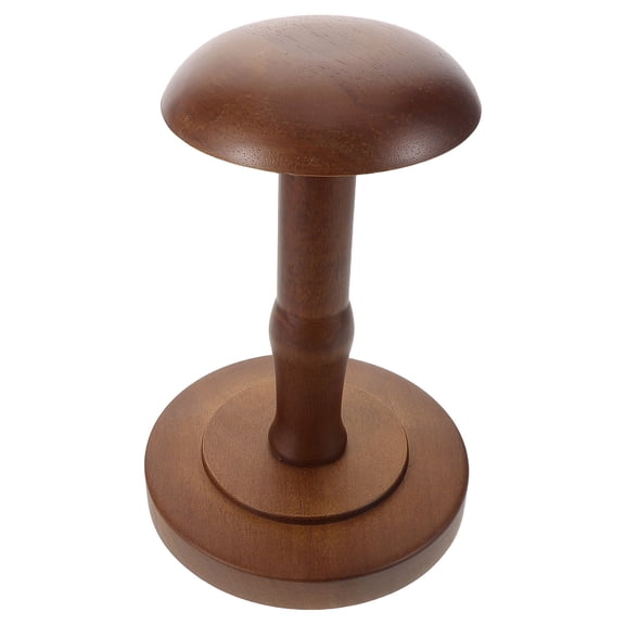 OUNONA Wooden Hat Display Stand for Tabletop with Stable Hat Support Brown