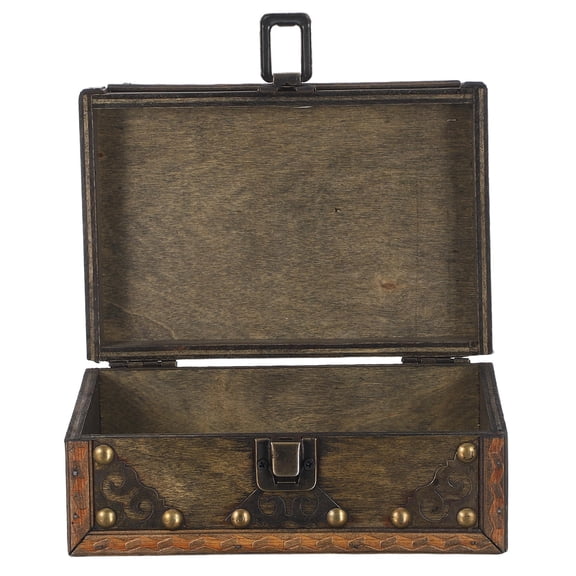 OUNONA Wood Keepsake Chest Vintage Style Storage Box for Organizing Jewelry and Trinkets