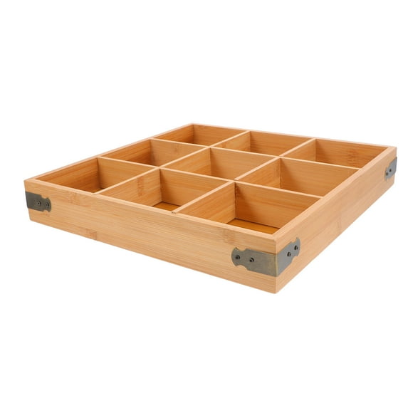 OUNONA Wood Sugar Packet Organizer 9-Compartment Wooden Tea Bag Storage Box Tea Organizer Divided Storage Holder Container for Beverage