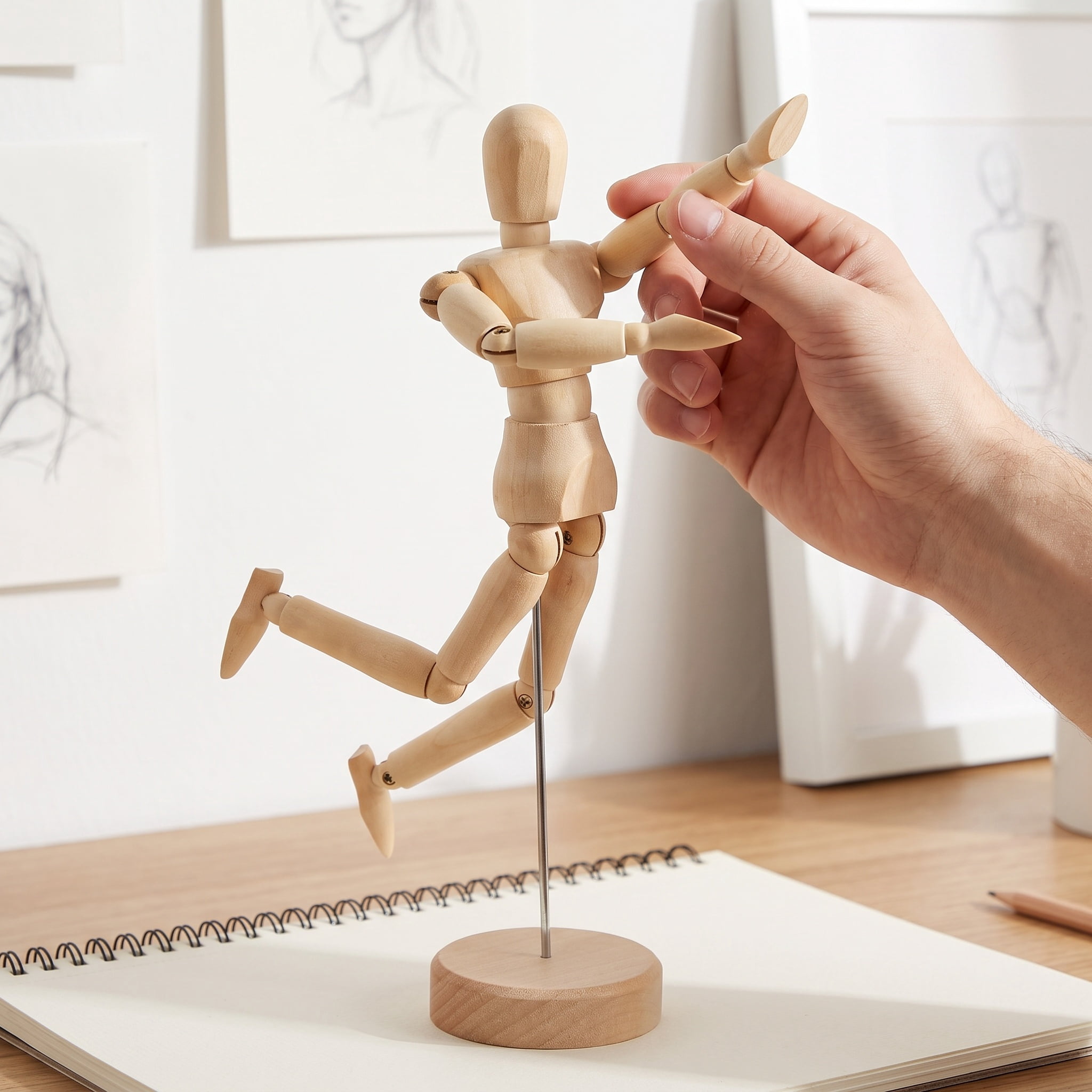 OUNONA Wooden Artist Mannequin with Adjustable Joints and Stable