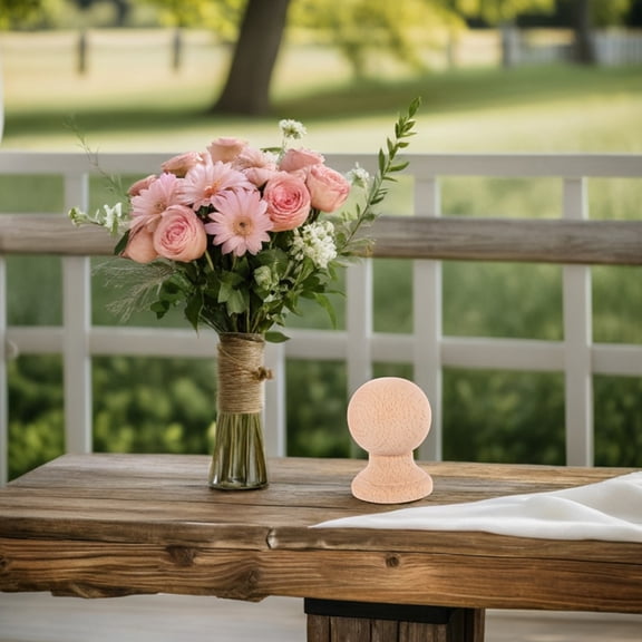 OUNONA Wooden Ball Finial for Furniture Beige Round Decorative 1Set