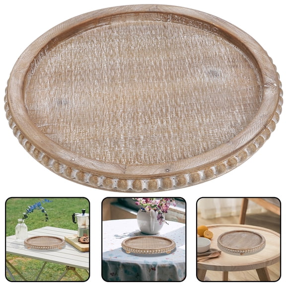 OUNONA Wooden Bead Decorative Tray House Centerpiece Coffee Table Home