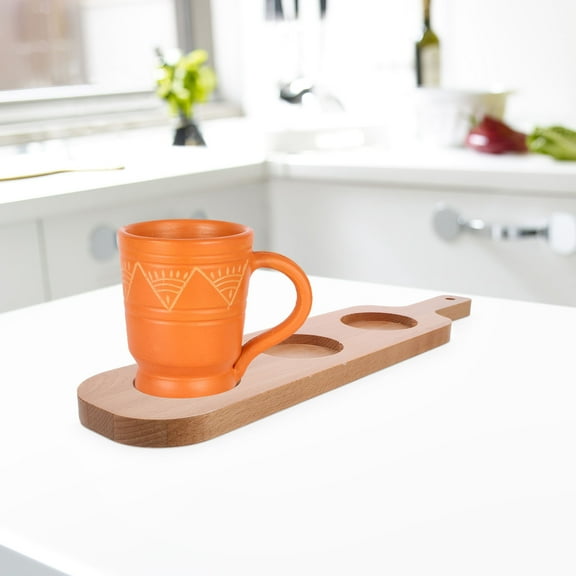 OUNONA Wooden Beer Flight Board 3-Hole Drink Flight Tray with Handle for Bar KTV Hotels Craft Beer Wine Tasting Wooden Wine Serving Plate