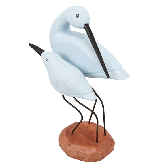 OUNONA  Wooden Bird Decor Wall Sticker Decals Room for Office Sky-blue
